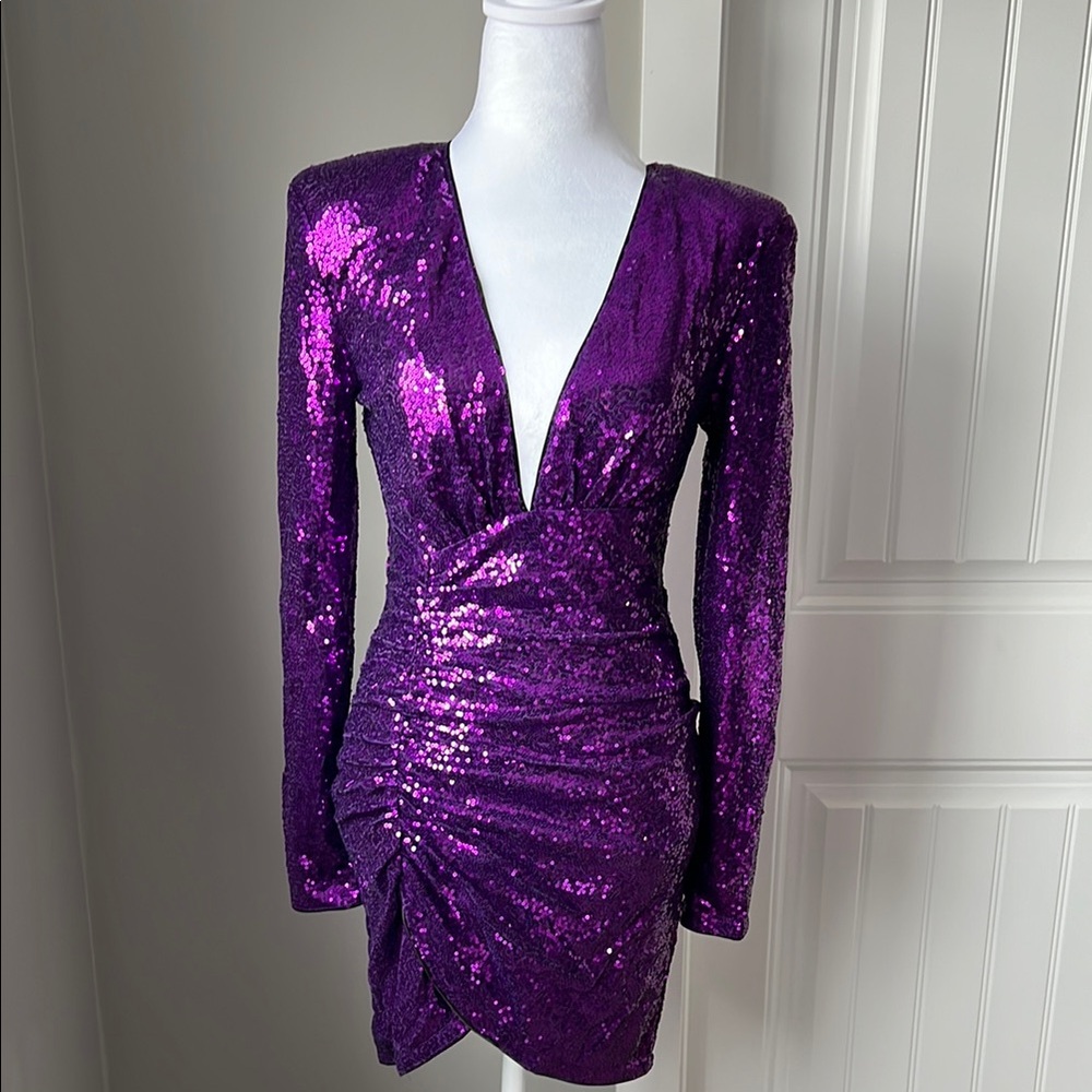 Stunning Purple Sequin Mini Dress